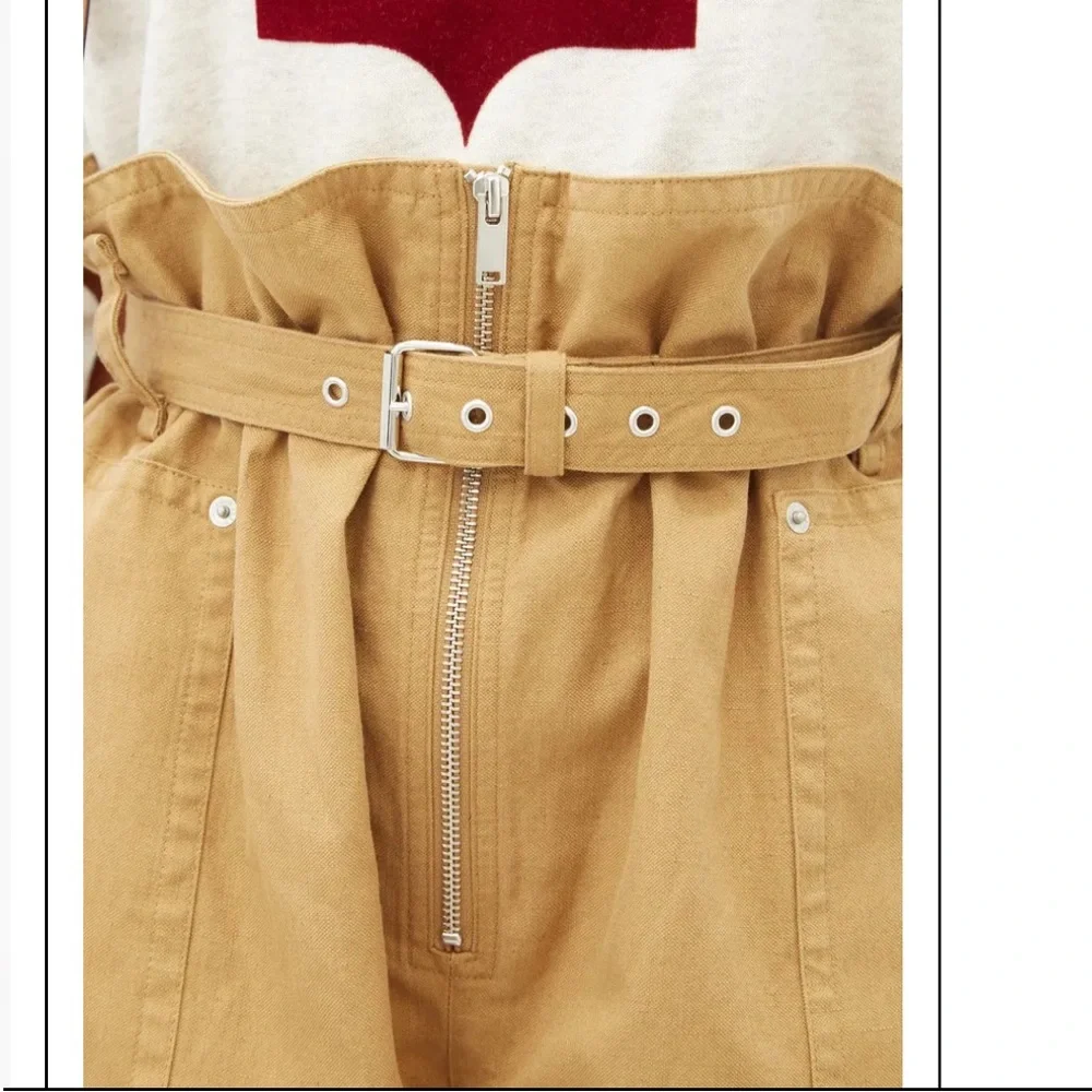 Isabel Marant Parana Paperbag-Waist Cotton Linen-Blend Shorts (size 36/4) - Picture 6 of 16